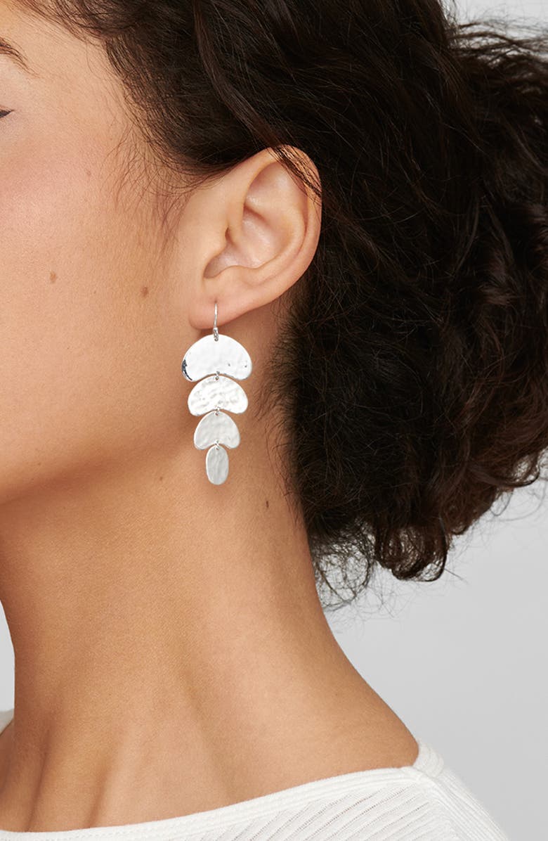 Ippolita Classico Crinkle Organic Shape 4-Tier Earrings, Alternate, color, Silver