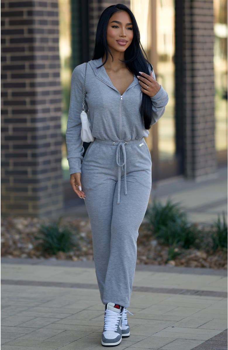 Bombshell Sportswear Flirty Jumpsuit, Alternate, color, Cozy Silver