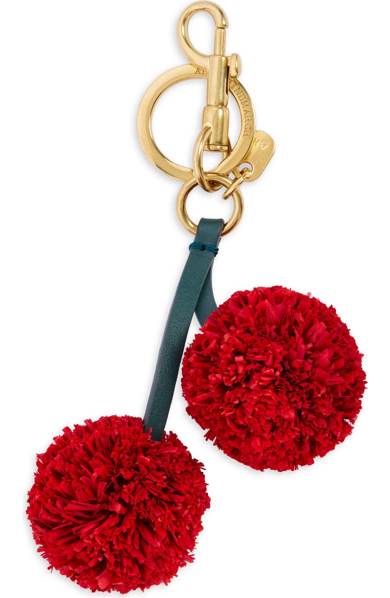 Anya Hindmarch Cherry Raffia Bag Charm, Main, color, Red