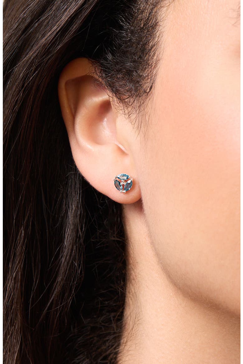 14K Gold Color Stud Earrings, Alternate, color, BLUE 14K WHITE GOLD
