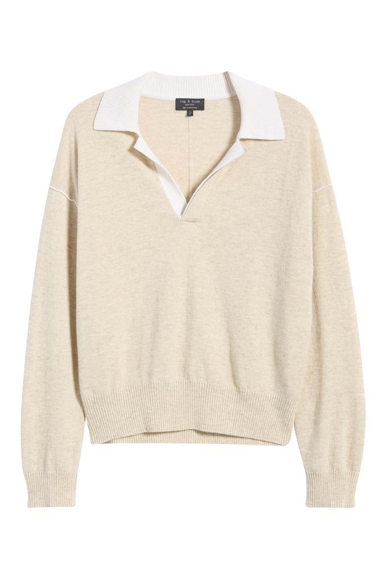Nyla Cashmere Polo Sweater, Alternate, color, IVORY