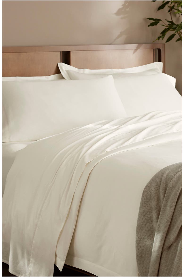 Percale Hemmed Sheet Set, Alternate, color, CREAM