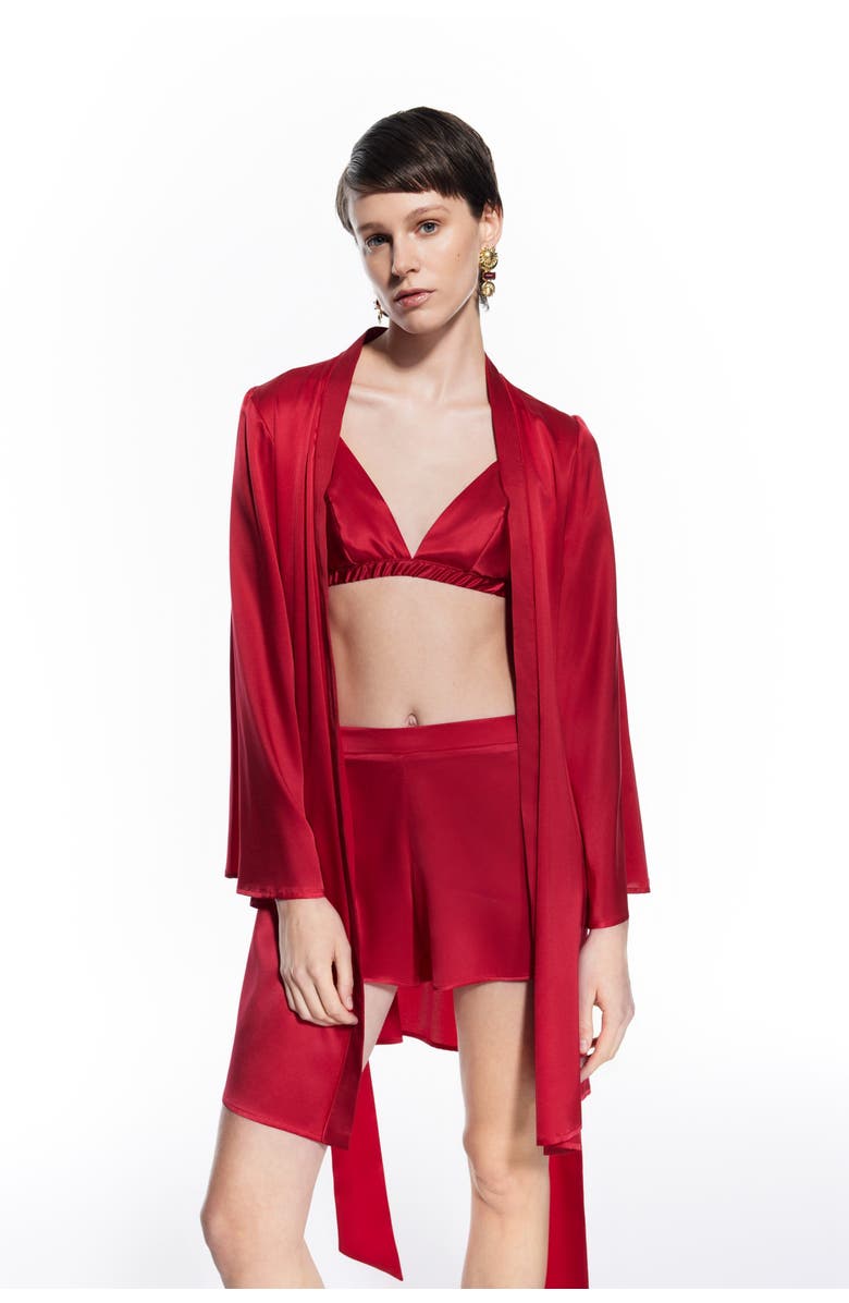 Mers Silk Anya Silk Robe Red, Alternate, color, Red