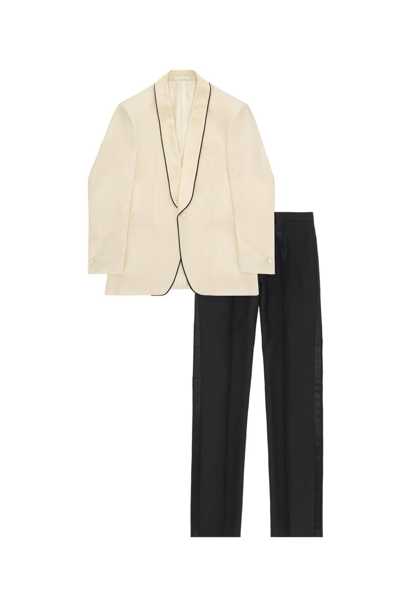 Fortela Fresco Wool Single-Breasted Tuxedo Suit, Main, color, Ecru