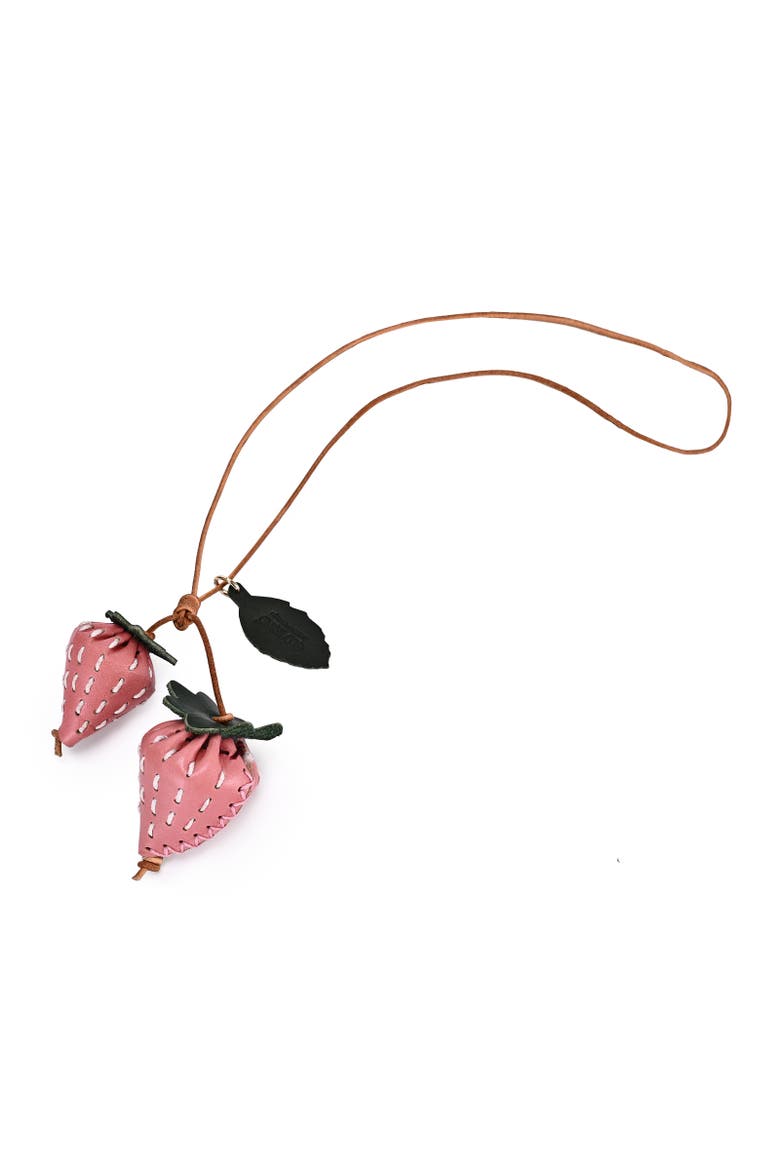 Strawberry Genuine Leather Artisan Charm, Main, color, Blush