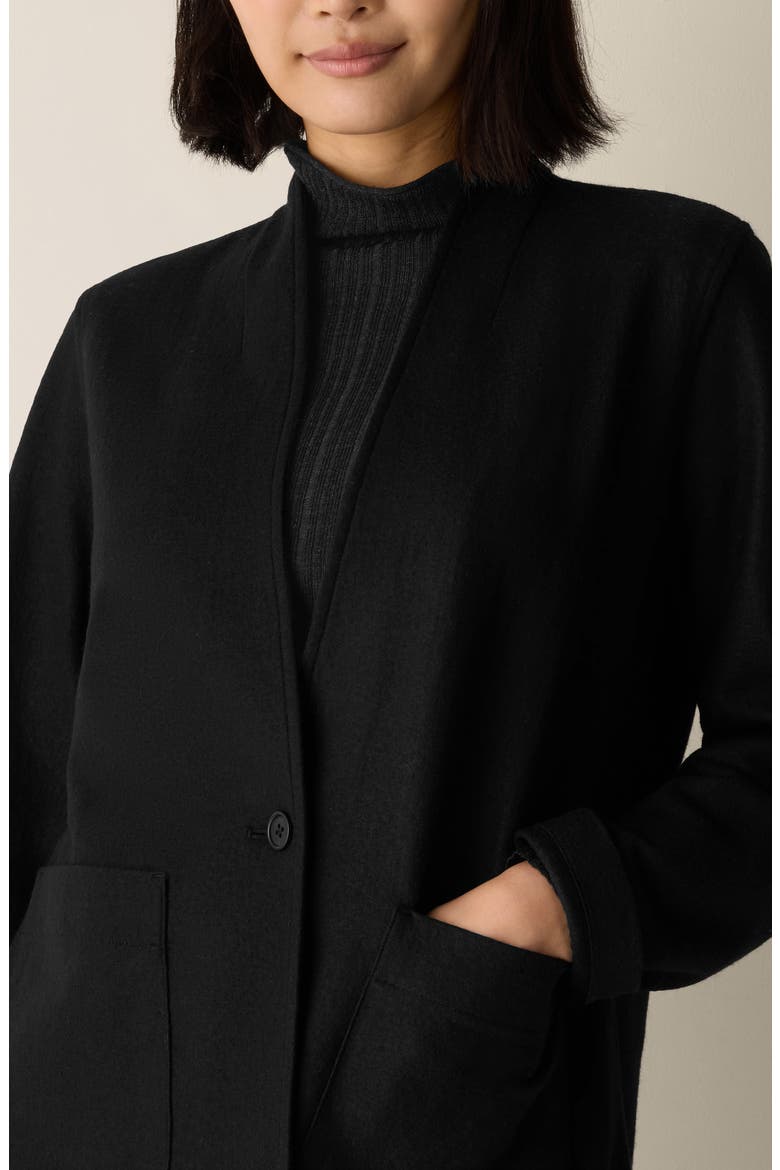 High Collar Wool Jersey Jacket, Alternate, color, BLACK
