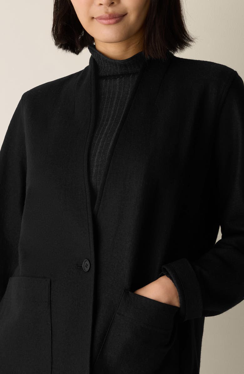Eileen Fisher High Collar Wool Jersey Jacket, Alternate, color, Black