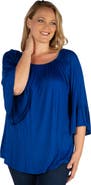 24seven Comfort Apparel Plus Size Bell Sleeve Loose Fit Tunic Top