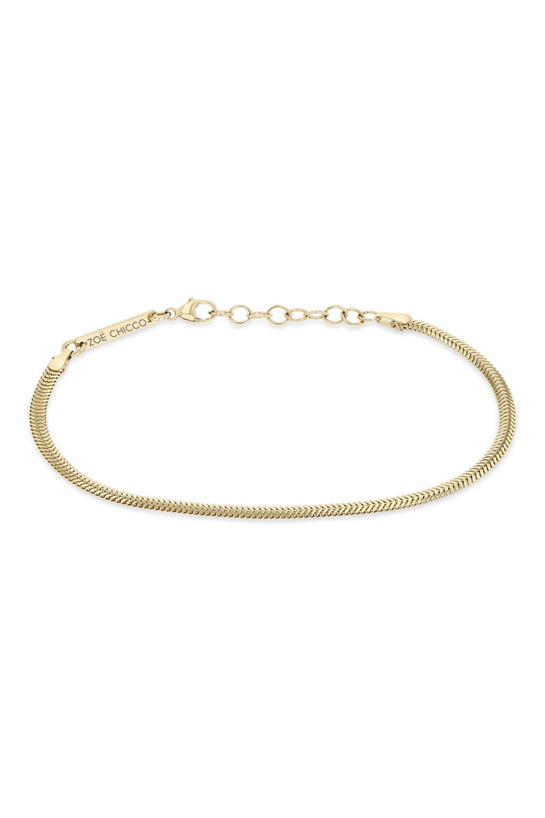 14K Gold Flat Snake Chain Bracelet, Main, color, 14K YELOW GOLD