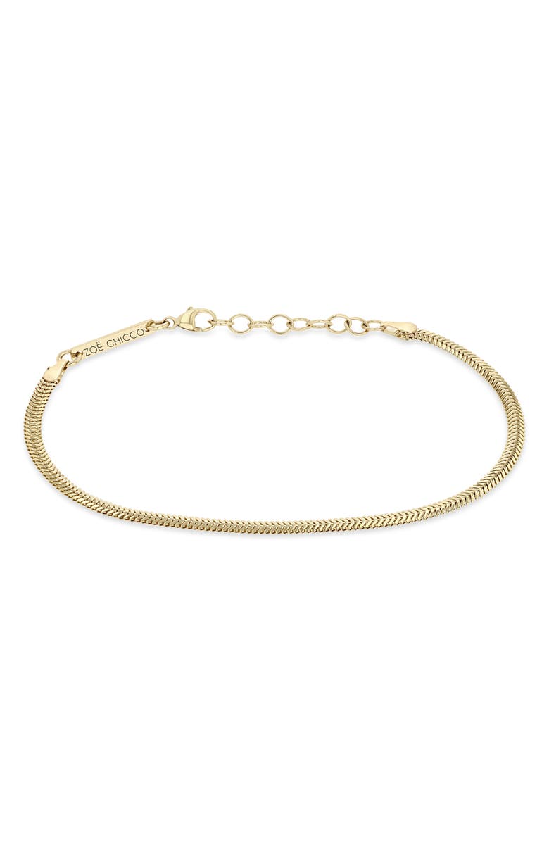 Zoë Chicco 14K Gold Flat Snake Chain Bracelet, Main, color, 14K Yellow Gold