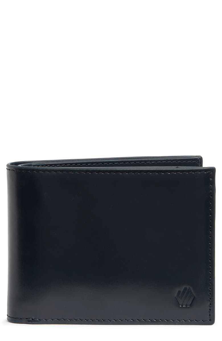 Johnston & Murphy Brushoff Bifold Leather Wallet, Main, color, Navy