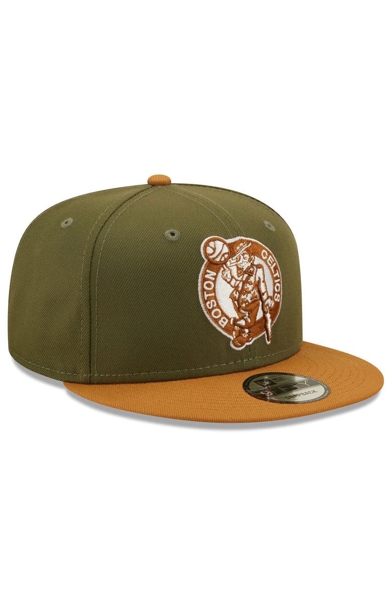 New Era Men's New Era Olive/Brown Boston Celtics Two-Tone Color Pack 9FIFTY Snapback Hat, Alternate, color, 