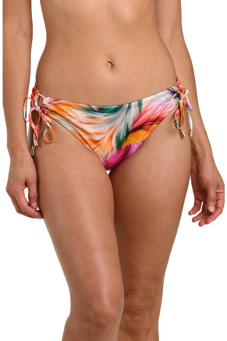 Feathered Impression Adjustable Loop Hipster Bikini Bottoms, Main, color, PINK MULTI