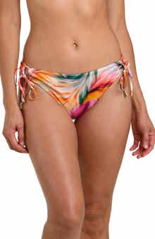 Feathered Impression Adjustable Loop Hipster Bikini Bottoms