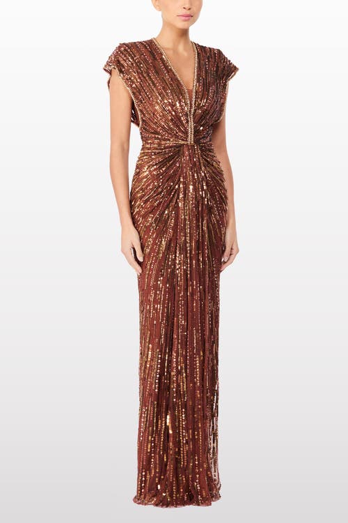 Jenny Packham Zola Sequin-embellished V-neck Maxi Dress In Multi