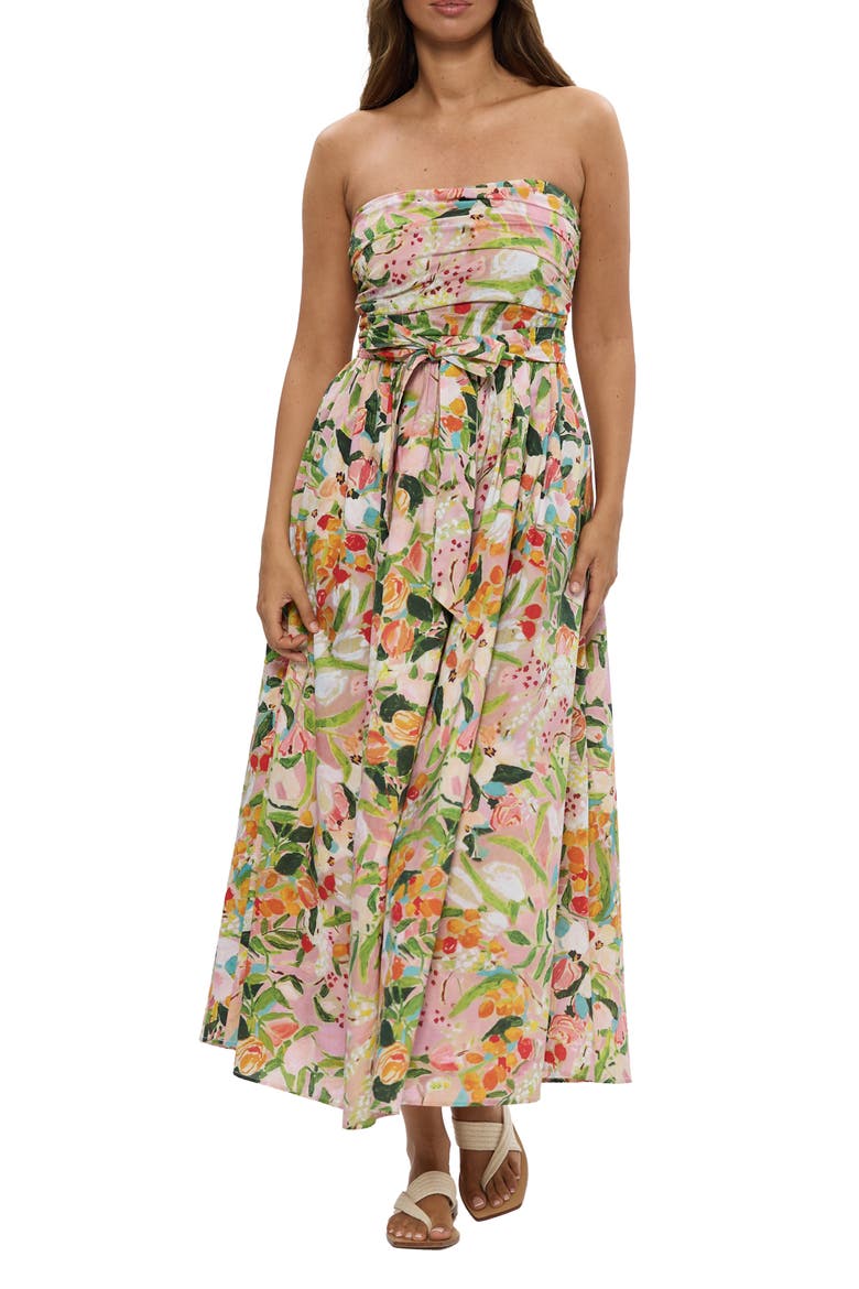 Avalon Floral Print Strapless Dress, Main, color, ZOES GARDEN