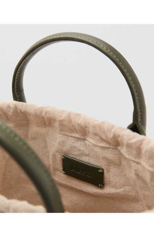 Mango Small Raffia Bucket Bag In Green