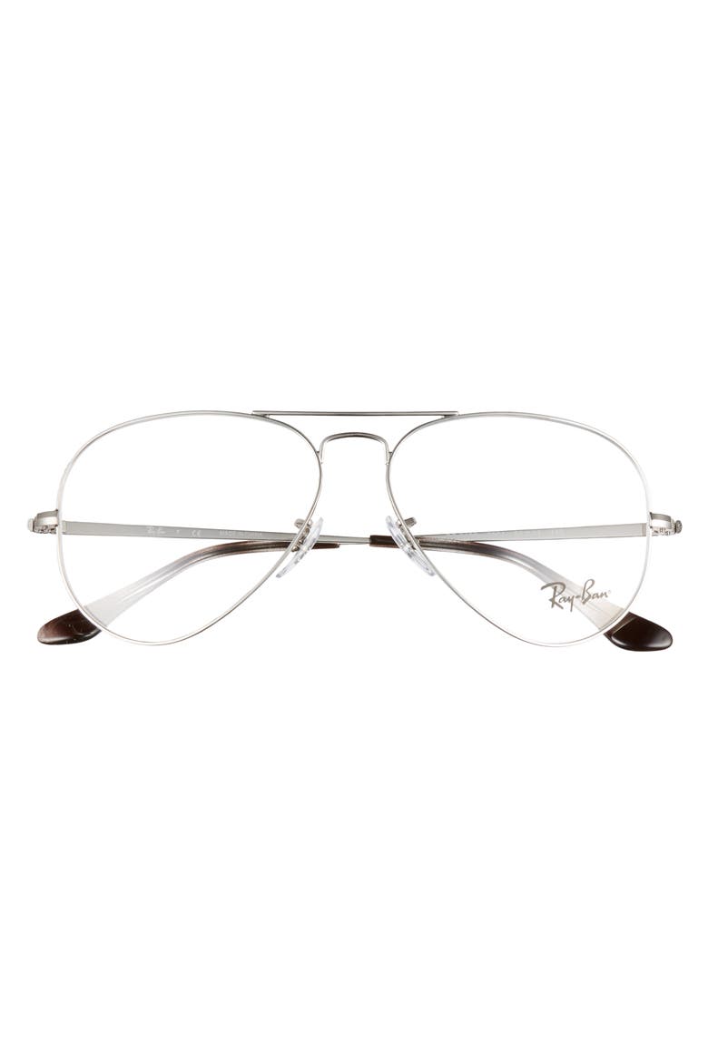 55mm Aviator Optical Glasses, Alternate, color, SILVER/ CLEAR