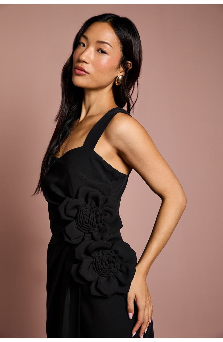 Coast Corsage Pleated Pencil Midi Dress, Alternate, color, Black