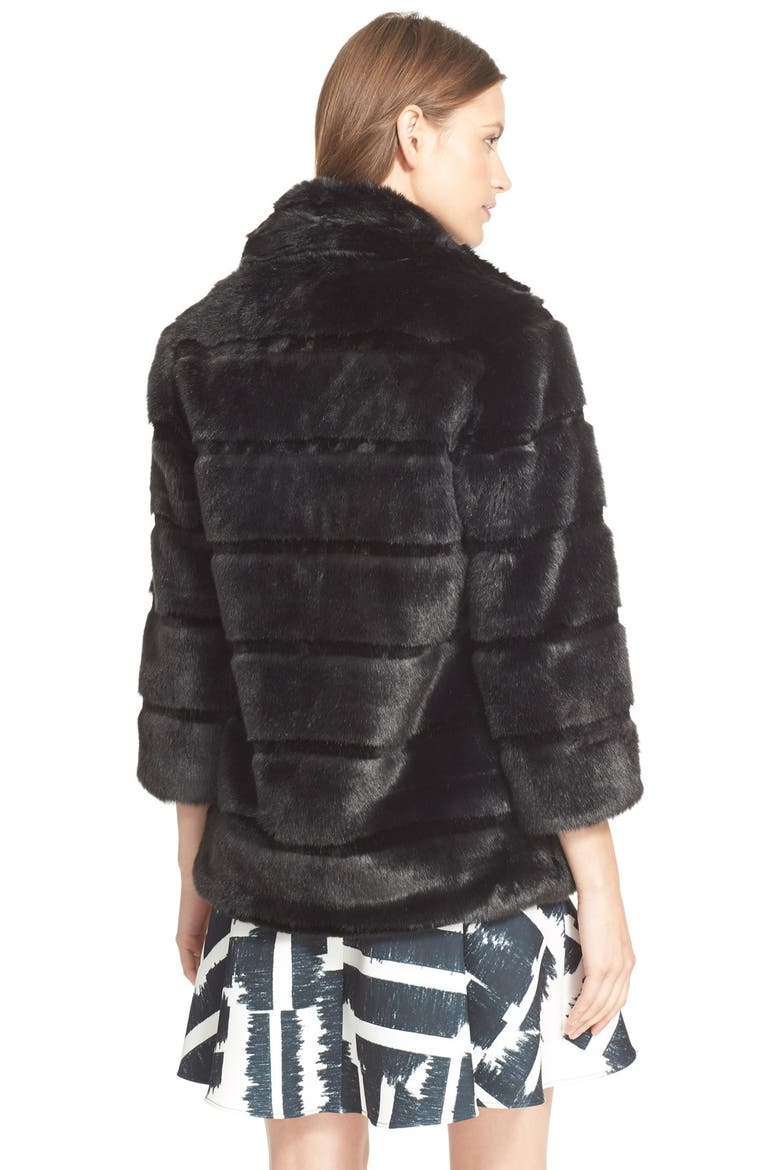 'Dolly' Faux Fur Coat, Alternate, color, BLACK