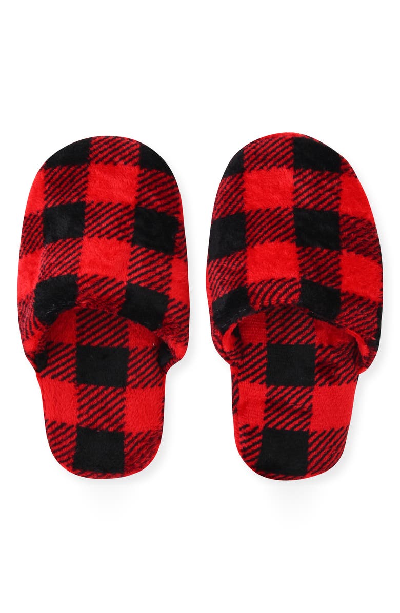 SLEEP ON IT Kids' Plaid Fleece Robe & Slipper Set, Alternate, color, Red