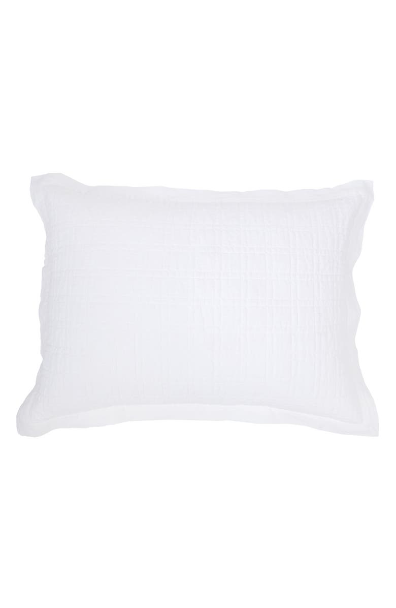 Pom Pom at Home Owen Quilted Linen Pillow Sham, Main, color, White