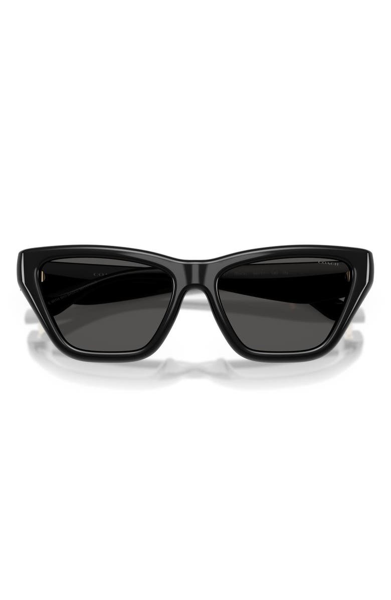 COACH 56mm Polarized Cat Eye Sunglasses, Alternate, color, Black / Grey Solid