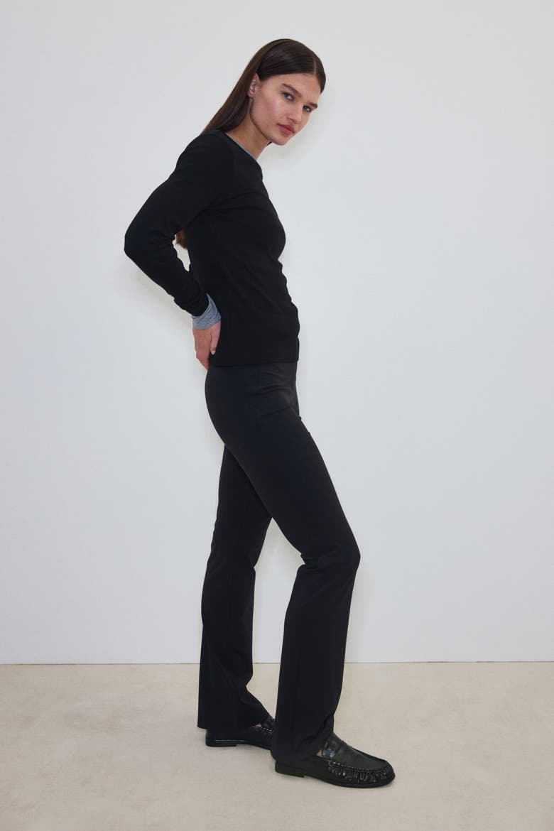 Four-way Stretch Flared Trousers, Alternate, color, Black