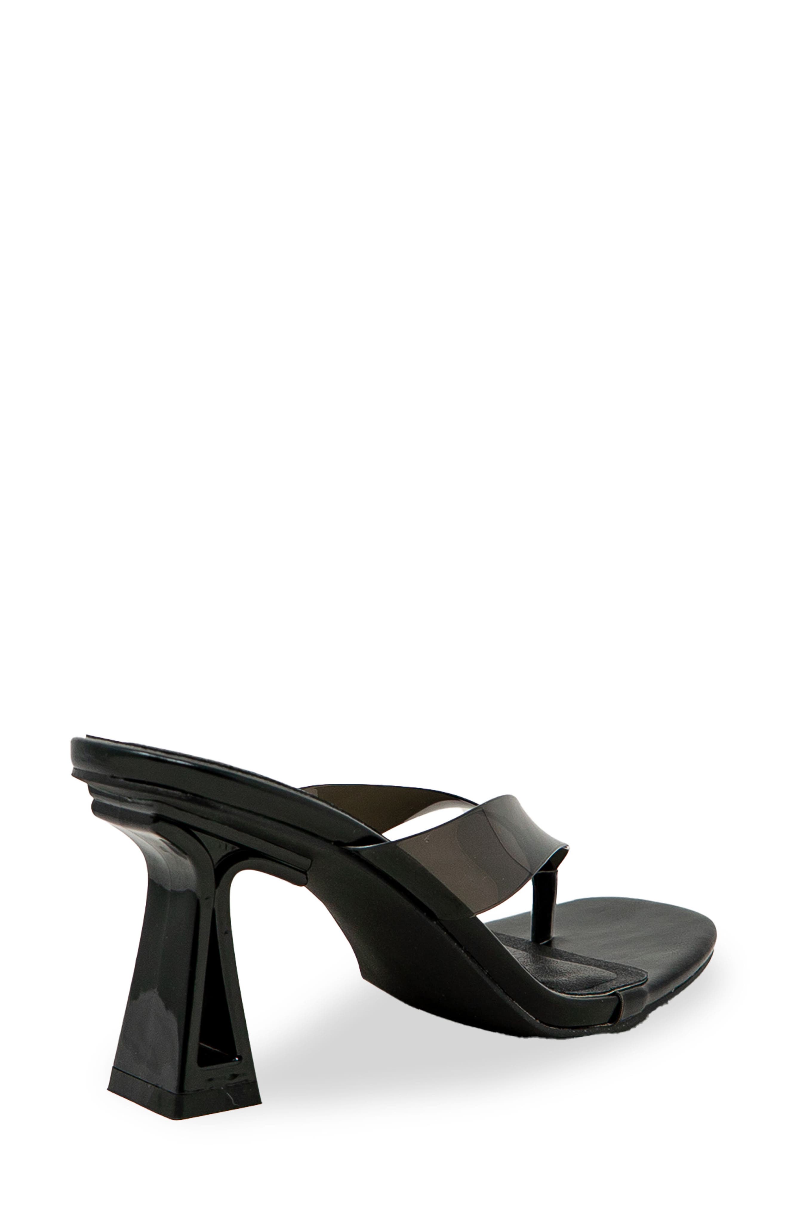 CHASE AND CHLOE Translucent Strap Block Heel Sandal, Alternate, color, Black