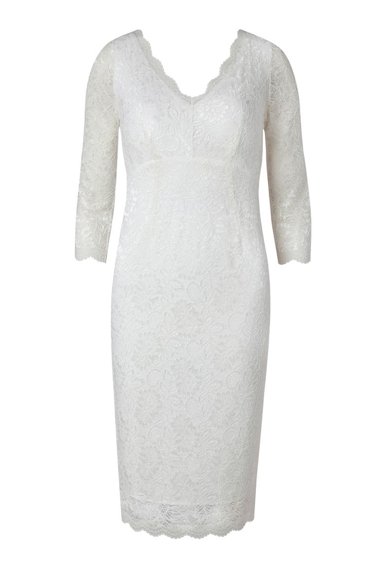 Anya V-Neck Lace Wedding Dress, Alternate, color, Ivory