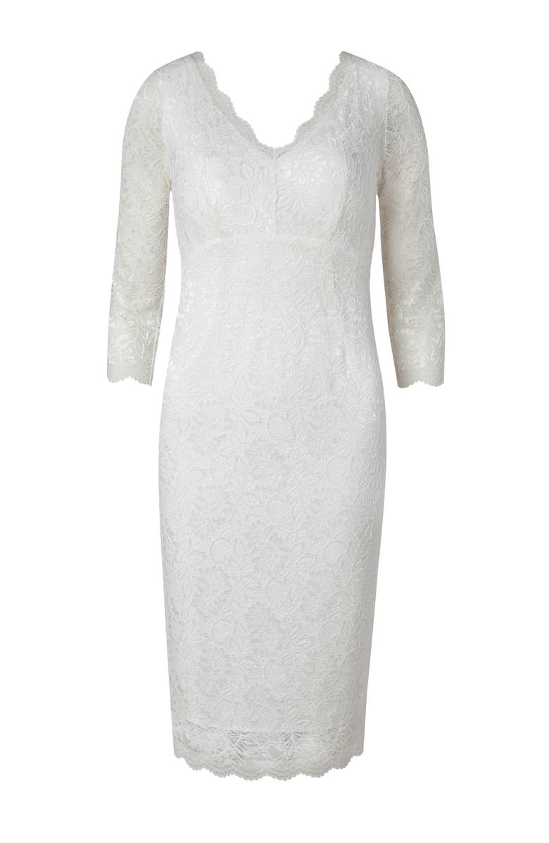 Alie Street London Anya V-Neck Lace Wedding Dress, Alternate, color, Ivory