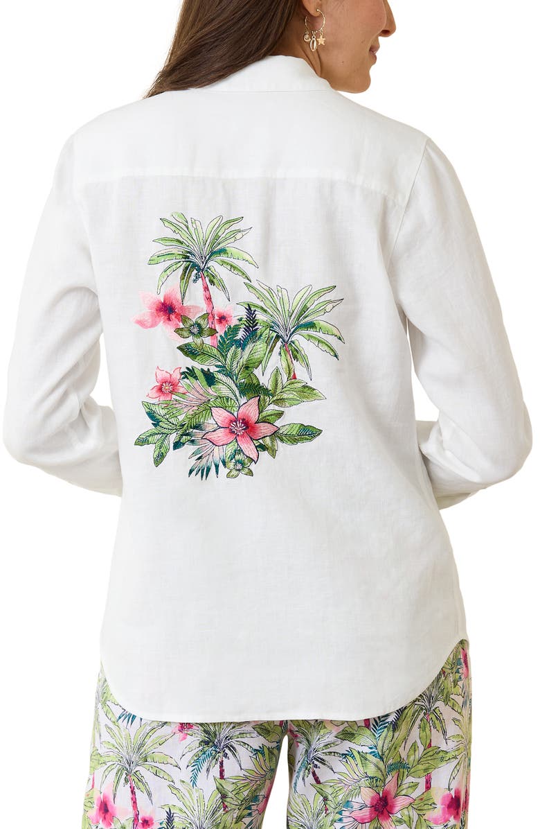 Tommy Bahama Coastal Palms Embroidered Linen Button-Up Shirt, Alternate, color,