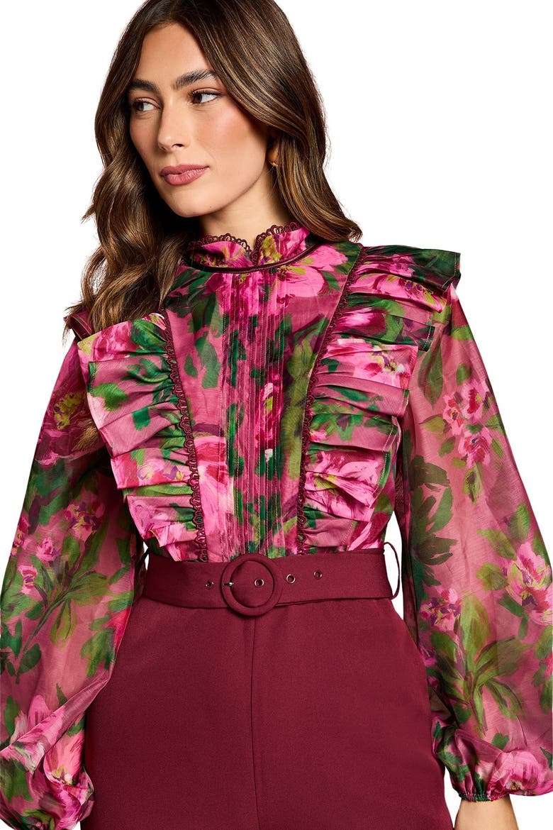 Organza Blouse Jumpsuit, Alternate, color, Plum