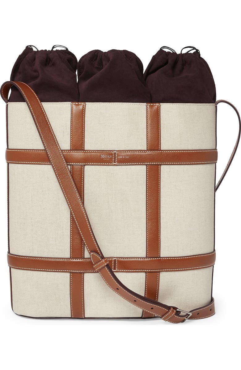 Métier London Linen & Leather Triple Wine Carrier, Main, color,