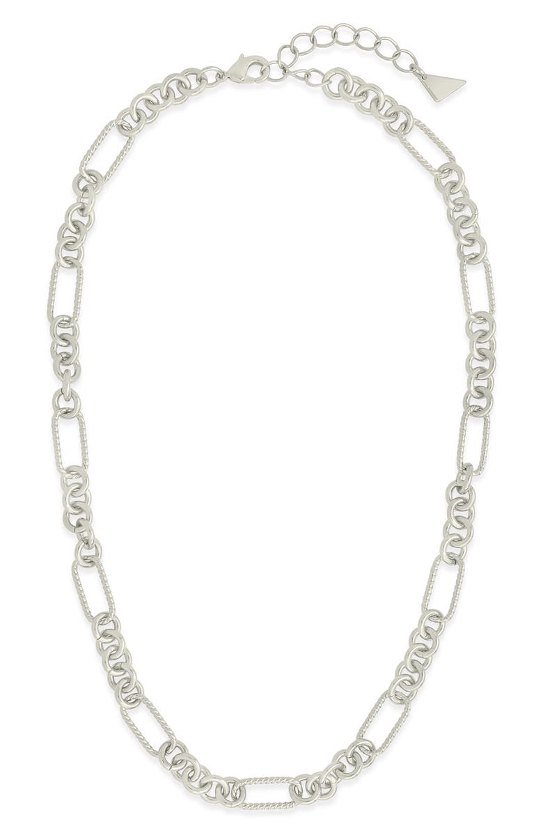 Sterling Forever Fianna Mixed Link Chain Necklace, Alternate, color, Silver