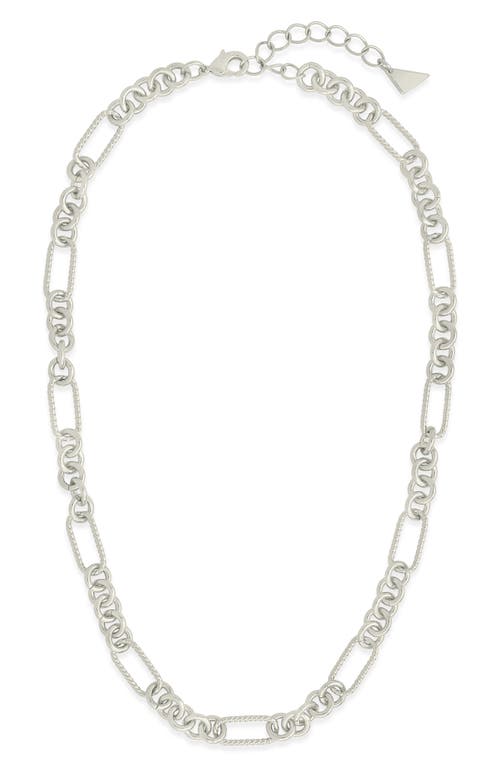 Sterling Forever Fianna Mixed Link Chain Necklace In Silver