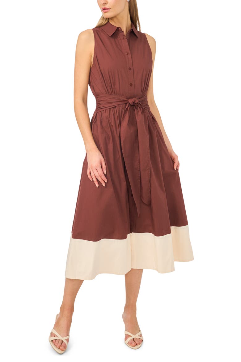 Tie Waist Shirtdress, Main, color, CAFE