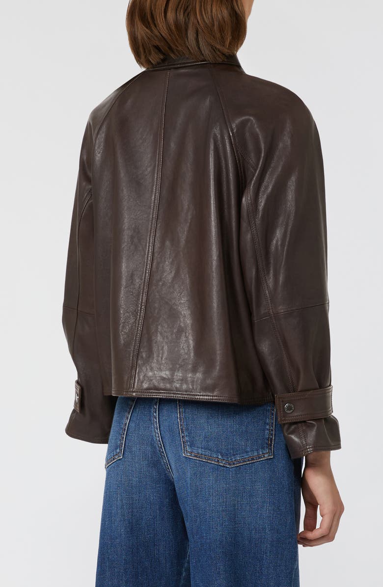 Weekend Max Mara Berbice Oversize Leather Jacket, Alternate, color, Dark Brown