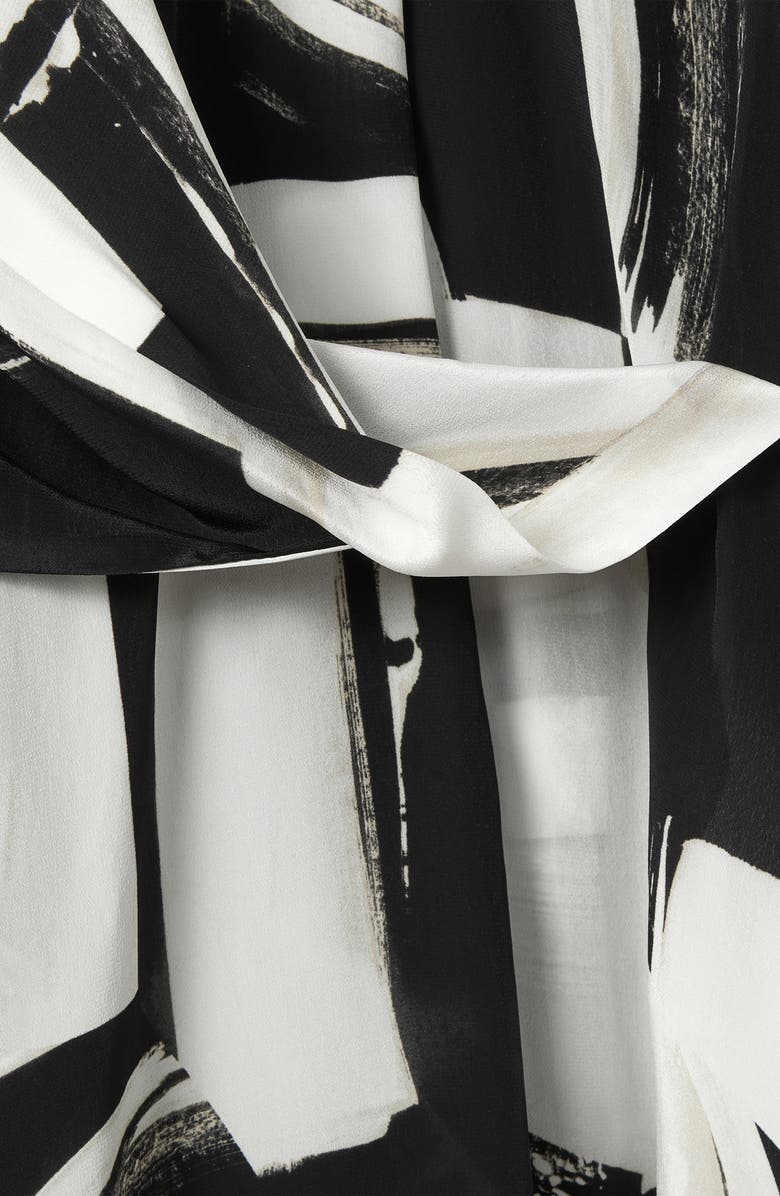 Reiss Lara Long Sleeve Button Front High-Low Dress, Alternate, color, White/ Black