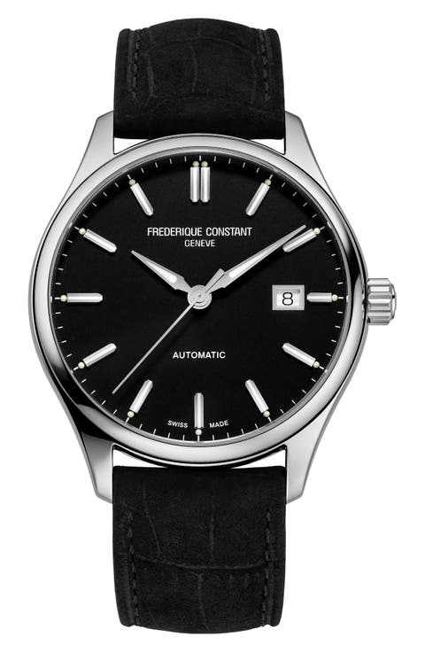 Classics Index Automatic Leather Strap Watch, 40mm