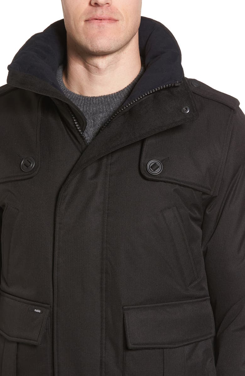 nobis Windproof & Waterproof 650-Fill Power Down Bomber Jacket with Genuine Coyote Fur Trim, Alternate, color,