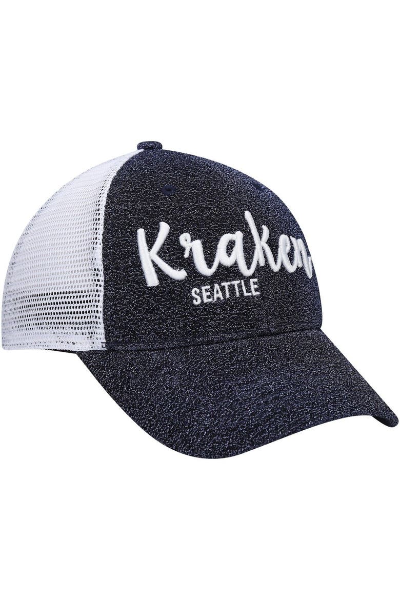 Women's '47 Navy/ Seattle Kraken Encore MVP Trucker Snapback Hat, Alternate, color, Navy