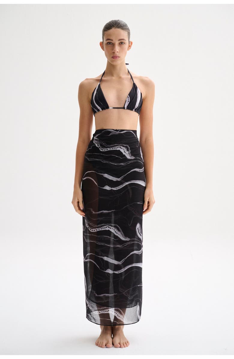 Nelblu Swimwear Pareo Print Skirt, Main, color, Print Negro