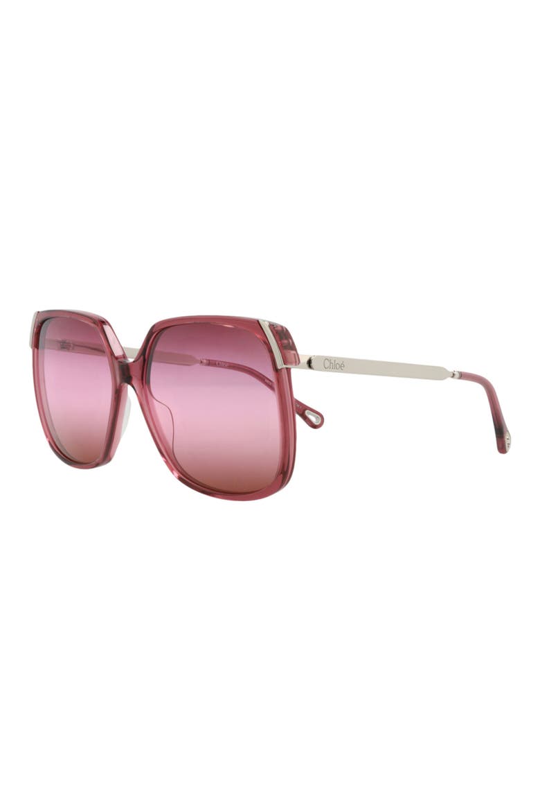 60mm Oversize Sunglasses, Alternate, color, BURGUNDY SILVER RED