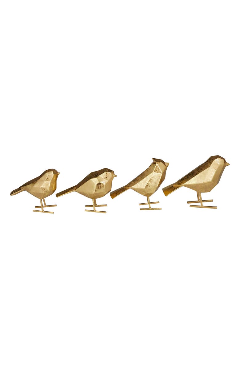 COSMO BY COSMOPOLITAN Gold Polystone Bird Sculpture - Set of 4, Alternate, color, 