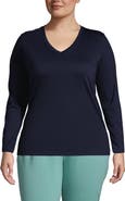 Lands' End Supima Cotton Long Sleeve V-Neck T-Shirt