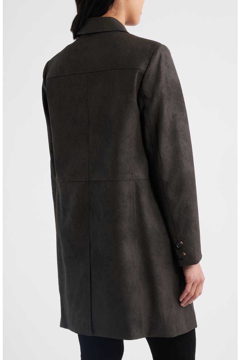 Faux Leather Coat, Alternate, color, DARK BROWN