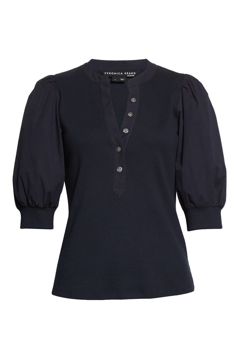 Coralee Front Button Blouse, Alternate, color, NAVY