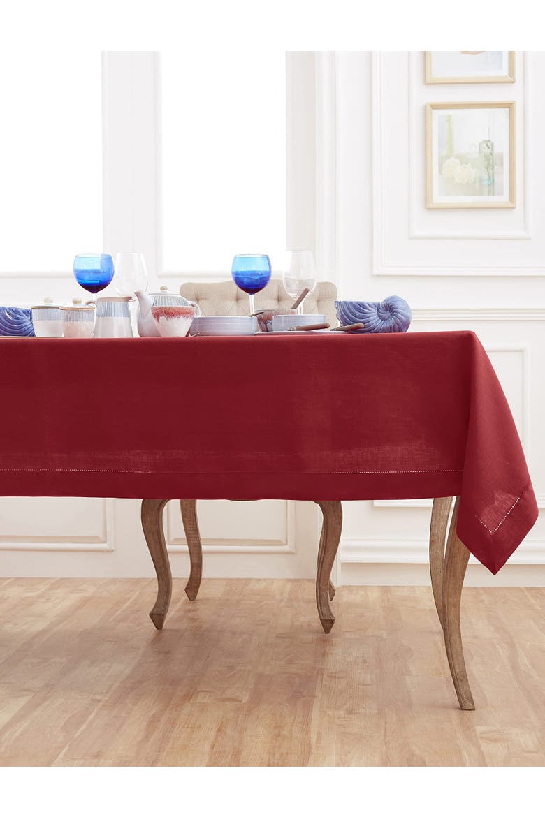 Linen Tablecloth - Classic Hemstitch, Alternate, color, Red
