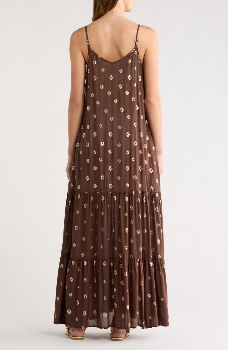 Elan Metallic Dot Cover-Up Dress, Alternate, color, Brown Polka